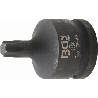 BGS technic Kraft-Bit-Einsatz | Antrieb Innenvierkant 20 mm (3/4") | T-Profil (für Torx) T55