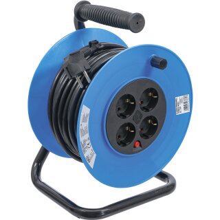 BGS technic Kabeltrommel | 25 m | 3x1,5 mm² | 4 Steckdosen | IP 20 | 3000 W