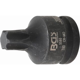 BGS technic Kraft-Bit-Einsatz | Antrieb Innenvierkant 20 mm (3/4") | T-Profil (für Torx) T80