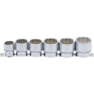BGS technic Steckschlüssel-Einsatz-Satz, Zwölfkant | Antrieb Innenvierkant 12,5 mm (1/2") | SW 24 - 38 mm | 6-tlg.