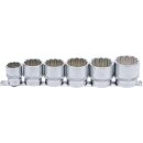 BGS technic Steckschlüssel-Einsatz-Satz, Zwölfkant | Antrieb Innenvierkant 12,5 mm (1/2") | SW 24 - 38 mm | 6-tlg.