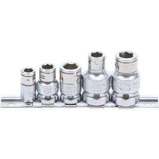 BGS technic Bit-Adapter-Satz mit Haltekugel | Innenvierkant 6,3 mm (1/4") / 10 mm (3/8") / 12,5 mm (1/2") | 5-tlg