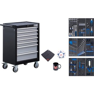 BGS technic Werkstattwagen | 7 Schubladen | mit 120 Werkzeugen