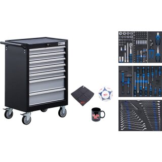 BGS technic Werkstattwagen | 7 Schubladen | mit 129 Werkzeugen