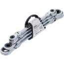 BGS technic Doppel-Ratschen-Ringschlüssel-Satz | abwinkelbar | mit E-Profil Ringköpfen | SW E6 – E24 mm | 4-tlg.