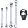 BGS technic Doppel-Ratschen-Ringschlüssel-Satz | abwinkelbar | mit E-Profil Ringköpfen | SW E6 – E24 mm | 4-tlg.