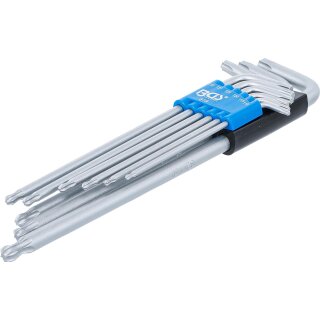 BGS technic Winkelschlüssel-Satz | extra lang | T-Profil (für Torx) mit Kugelkopf T10 - T50 mm | 9-tlg.
