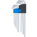 BGS technic Winkelschlüssel-Satz | extra lang | T-Profil (für Torx) mit Kugelkopf T10 - T50 mm | 9-tlg.