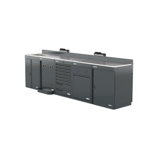 Sonic-Equipment MSS+ Schrankwand halb hoch, Edelstahlarbeitsplatte
