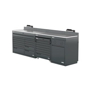 Sonic-Equipment MSS+ Schrankwand halb hoch, Edelstahlarbeitsplatte
