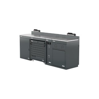 Sonic-Equipment MSS+ Schrankwand halb hoch, Edelstahlarbeitsplatte