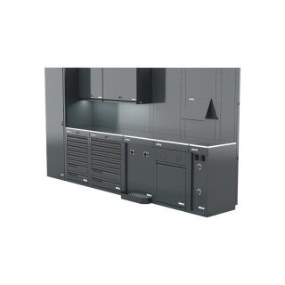 Sonic-Equipment MSS+ Schrankwand hoch, Edelstahlarbeitsplatte
