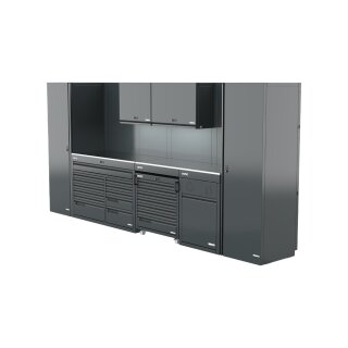 Sonic-Equipment MSS+ Schrankwand hoch, Edelstahlarbeitsplatte