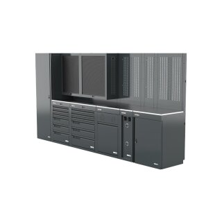 Sonic-Equipment MSS+ Schrankwand hoch, Edelstahlarbeitsplatte