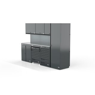 Sonic-Equipment MSS+ Schrankwand hoch, Edelstahlarbeitsplatte