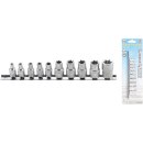 Kraftmann Steckschlüssel-Einsatz-Satz E-Profil | Antrieb Innenvierkant 6,3 mm (1/4") / 10 mm (3/4") | SW E4 - E16 | 10-tlg.