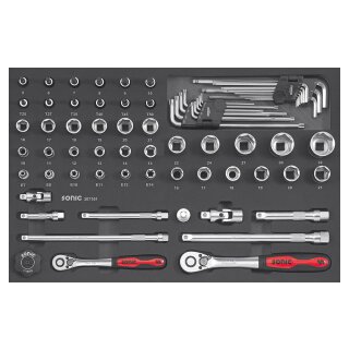 Sonic Equipment Nuss- und Bit-Satz 3/8 & 1/2, 71-tlg SFS