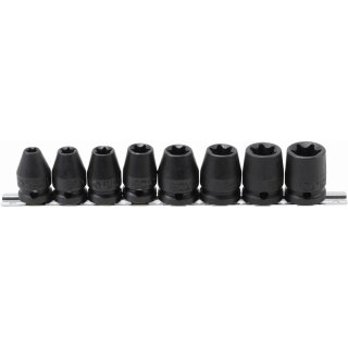 BGS technic Kraft-Steckschlüssel-Einsatz-Satz E-Profil | Antrieb Innenvierkant 12,5 mm (1/2") | SW E10 - E24 | 8-tlg.