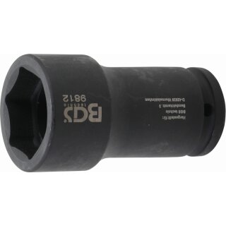 BGS technic Kraft-Steckschlüssel-Einsatz Sechskant, tief | Antrieb Innenvierkant 20 mm (3/4") | SW 38 mm | für FUSO / Mitsubishi