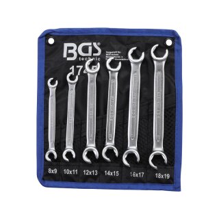 BGS technic Offener Doppel-Ringschlüssel-Satz | SW 8 x 9 - 18 x 19 mm | 6-tlg.