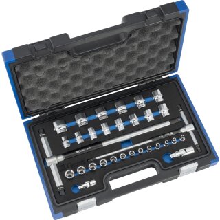 Condor 3-Wege T-Griff Steckschl.-Satz, 31-tlg., 1/4+3/8", 6-kant 4-24 mm