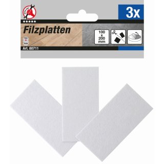 Kraftmann Filzgleiter | Platten | weiß | 100 x 200 mm | 3-tlg.