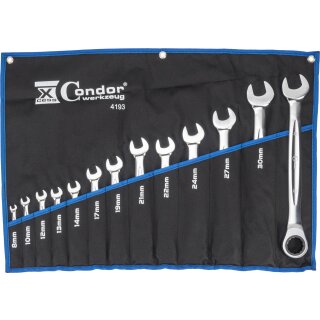 Condor Ratschen-Ring / Gabelschlüssel-Satz, xcess performance, 13-tlg., 8-32 mm