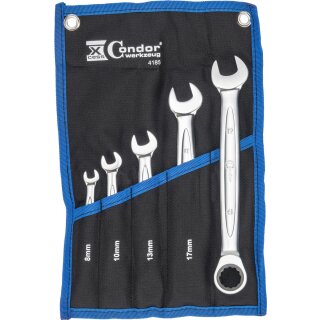 Condor Ratschen-Ring / Gabelschlüssel-Satz, xcess performance, 5-tlg., 8-19 mm