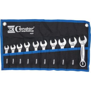 Condor Gabel-Ringschlüssel-Satz, 10-tlg., kurz, 10-19 mm