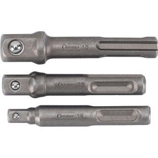 Condor Adaptersatz für SDS-Bohrmaschinen, 3-tlg., 1/4+3/8+1/2"