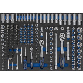 Condor Schaumeinlage Steckschlüssel 3/3, 171-tlg., 1/4+3/8+1/2", 6-kant 4-32 mm