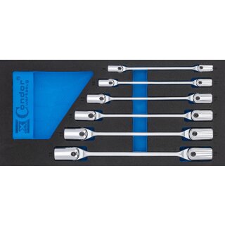 Condor Schaumeinlage Doppel-Gelenkschlüssel 1/3, 6-tlg., 6-kant 8-19 mm