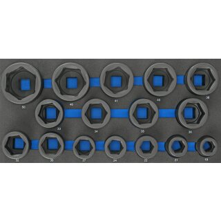 Condor Schaumeinlage Kraftstecknüsse 6-kant 1/3, 16-tlg., 3/4"