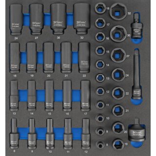 Condor Schaumeinlage Kraftstecknüsse 6-kant 2/3, 41-tlg., 1/2"