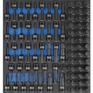Condor Schaumeinlage Kraftsteckschlüssel-Einsätze 2/3, xcess performance, 80-tlg., 1/2"