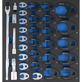Condor Schaumeinlage Hahnenfuss-Schlüssel 2/3, 32-tlg., 3/8"+1/2"+3/4"