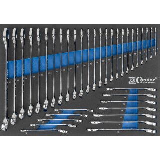 Condor Schaumeinlage Gabel-Ring + Ratschenring-Schlüssel 3/3, 37-tlg.