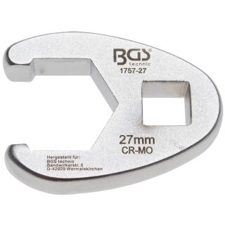 BGS technic Hahnenfußschlüssel | Antrieb Innenvierkant 12,5 mm (1/2") | SW 27 mm