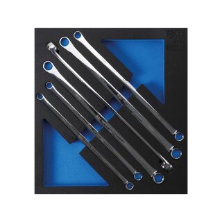 BGS technic Werkstattwageneinlage 2/3: Doppel-Ringschlüssel-Satz | extra lang | SW 10 x 11 - 22 x 24 mm | 6-tlg.
