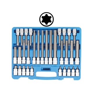 BGS technic Bit-Einsatz-Satz | Antrieb Innenvierkant  12,5 mm (1/2") | TP-Profil (für Torx Plus) TP20 - TP70 | 32-tlg.