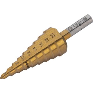 Condor Stufenbohrer-Bit, mit Entgrater, HSS, titannitriert, 4-20 mm
