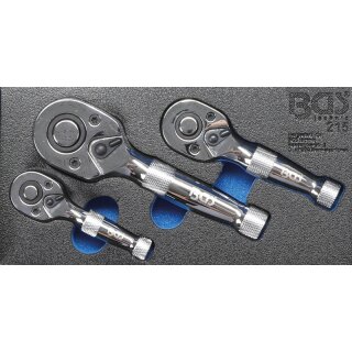BGS technic Mini-Umschaltknarren-Satz | 6,3 mm (1/4") / 10 mm (3/8") / 12,5 mm (1/2") | 3-tlg.