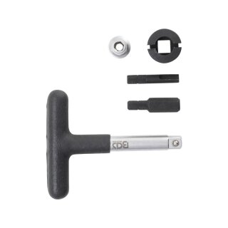 BGS technic Universal-Öldienst-Schlüssel-Satz | für Kunststoff-Ölablassschrauben | Antrieb Außensechskant 6,3 mm (1/4") / Abtrieb Außenvierkant 10 mm (3/8") | 5-tlg.