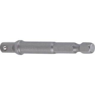 BGS technic Adapter für Bohrmaschinen | Antrieb Außensechskant 6,3 mm (1/4") / Abtrieb Außenvierkant 6,3 mm (1/4")