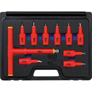 BGS technic VDE-Bit-Einsatz-Satz | Antrieb Innenvierkant 12,5 mm (1/2") | T-Profil (für Torx) T20 - T55 | 10-tlg.