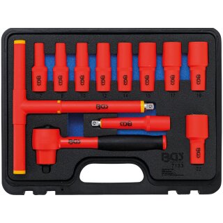 BGS technic VDE-Steckschlüssel-Satz | Antrieb Innenvierkant 10 mm (3/8") | SW 7 - 22 mm | 12-tlg.