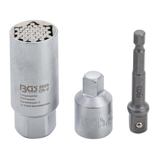 BGS technic Multi-Einsatz mit Adapter-Satz | 10 mm (3/8") | SW 9 - 21 mm | 3-tlg.