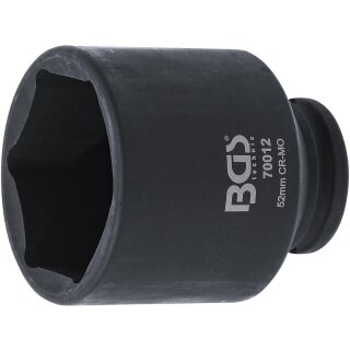 BGS technic Kraft-Steckschlüssel-Einsatz Sechskant | Antrieb Innenvierkant 12,5 mm (1/2") | SW 52 mm