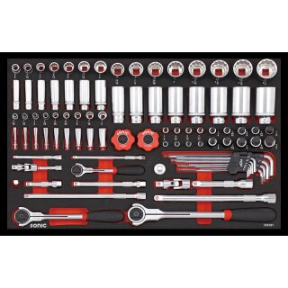 Sonic 1/4", 3/8" & 1/2" SATZ, SAE MIT RATSCHEN 93-TLG. SCHAUMEINLAGE
