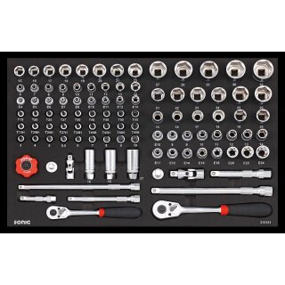 Sonic 3/8" & 1/2" NUSS- UND BIT-SATZ MIT RATSCHEN 101-TLG. SCHAUMEINLAGE